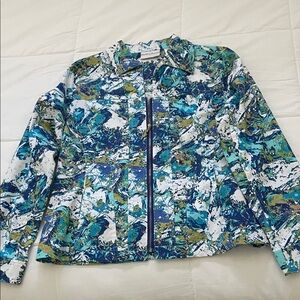 Draper’s and Damon’s Stylish Blue and Green Women's Zippered Jacket.